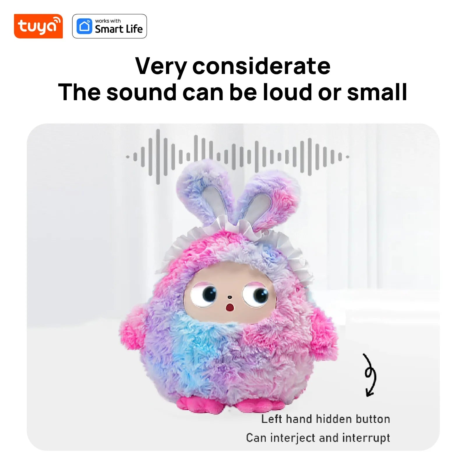 AI Plush Toy W/Smart Voice&LED Eyes,Interactive Companion ReadyRechargeable E-Pet open up fun life W/Tuya App-Multicolor