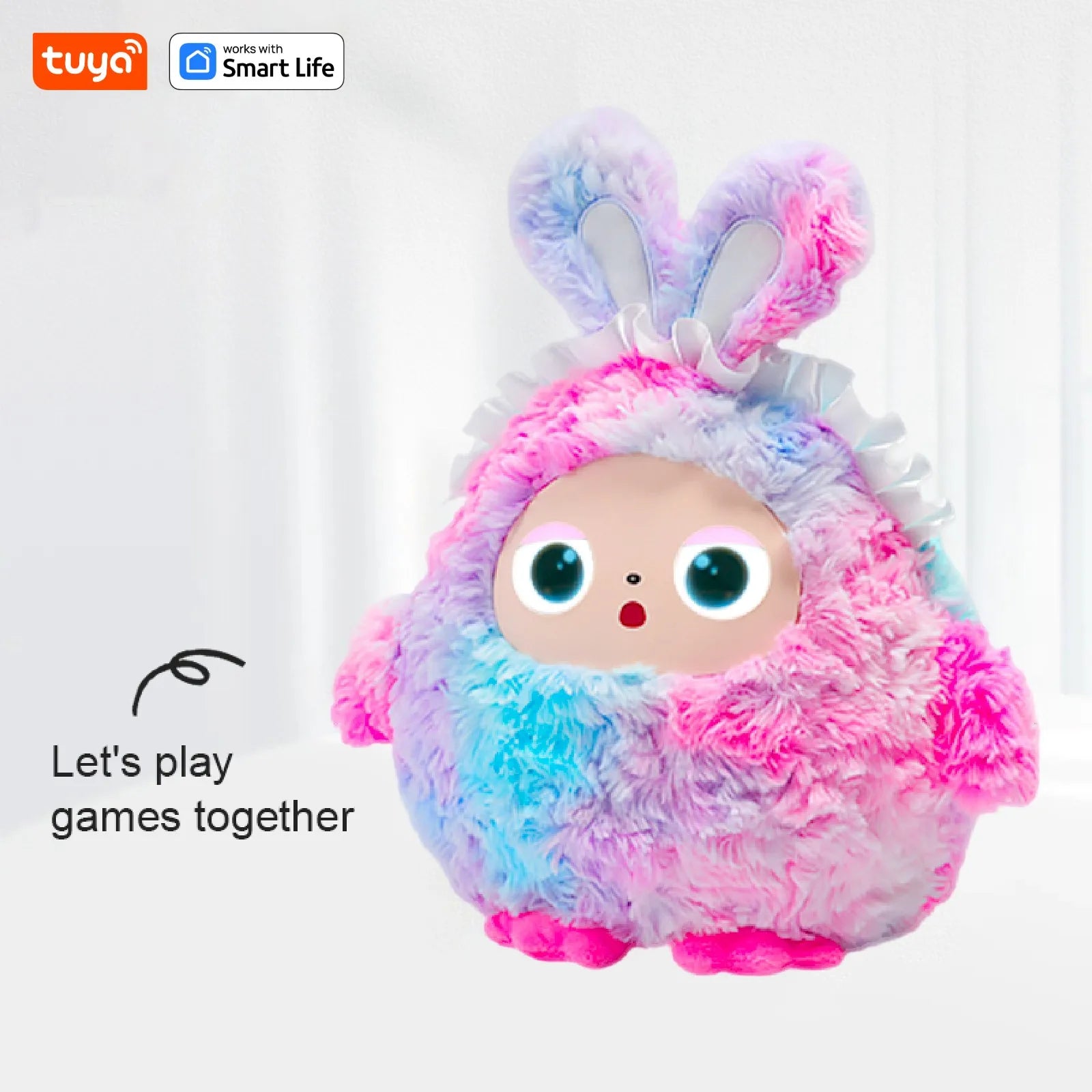 AI Plush Toy W/Smart Voice&LED Eyes,Interactive Companion ReadyRechargeable E-Pet open up fun life W/Tuya App-Multicolor