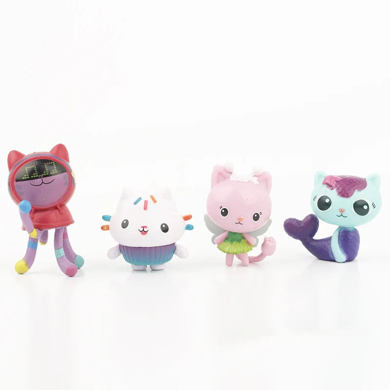 13pcs/Set Cartoon Gabby Dollhouse Anime Figure Toy PVC Model Smiling Car Cat Hug Gaby Figurines Dolls For Children Kids Gift